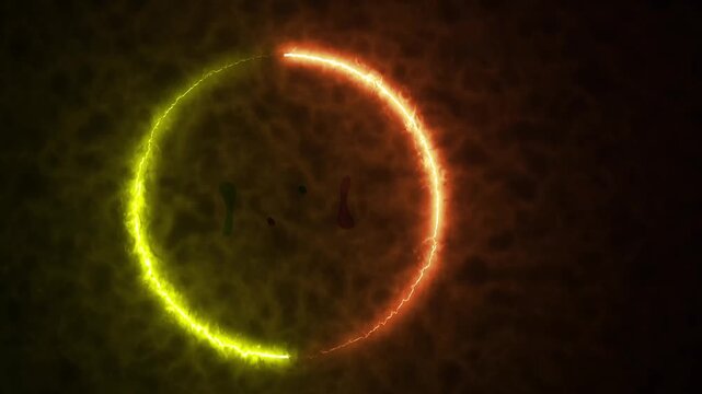 Glowing yellow and orange ring of fire animation with dual color burning circle frame