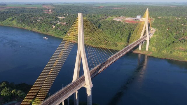 Integration Bridge over the Paran&aacute; River between Brazil and Paraguay at the Triple Frontier.