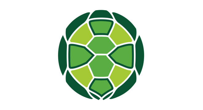 Stylized circular green turtle shell emblem design.