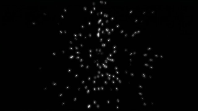 White particle explosion bursting outward for celebratory magic spark or cosmic dust energy transition concept vfx motion graphics design video overlay effect on black background