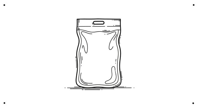 Illustration of a sealed plastic bag with zipper.