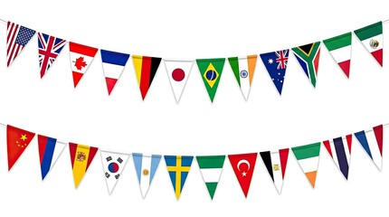 Obraz premium Vibrant international football world cup banner with diverse country flags