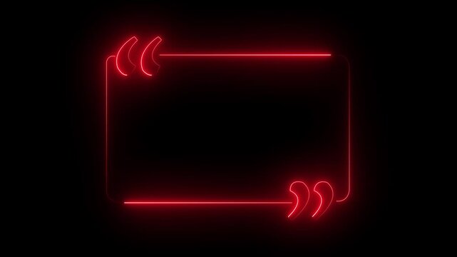 Red neon glowing quote box frame isolated on black background The box is open, and the smoke is billowing out of it, creating