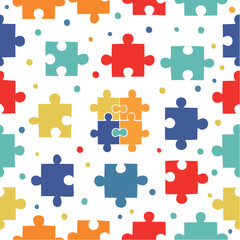 Naklejka premium Colorful puzzle pieces seamless pattern