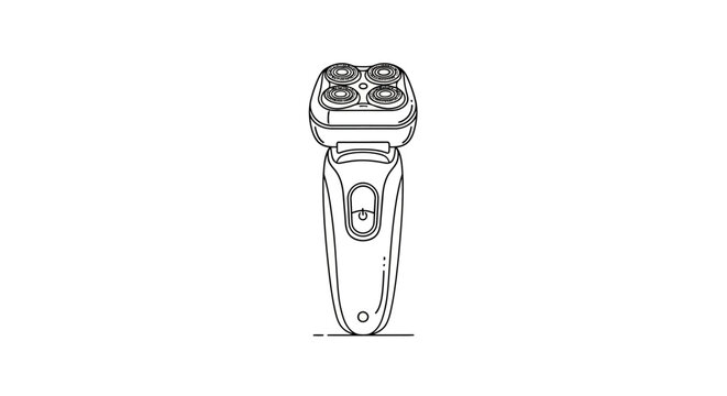 Electric shaver with multiple blades and power button.