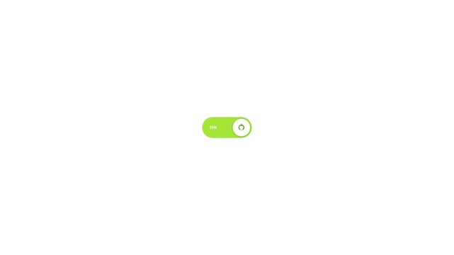 A green toggle switch button set to the on position on a white background.