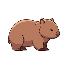 Fototapeta premium Cute Brown Wombat Character Standing Side View