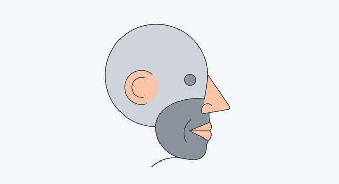 Minimalist flat illustration of a bearded man head profile.