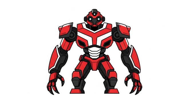 Mecha robot warrior in red and black armor
