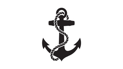 Black nautical anchor icon with a rope wrapped around © rockbd