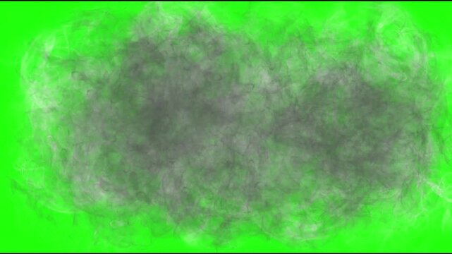 Thick dark smoke cloud rising and swirling for cinematic explosion disaster concept vfx animation transition element with green screen chroma key background