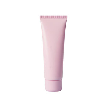 Blank pink cosmetic tube for cream or lotion isolated on transparent background