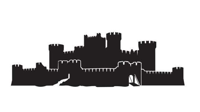 Black silhouette of a medieval stone castle