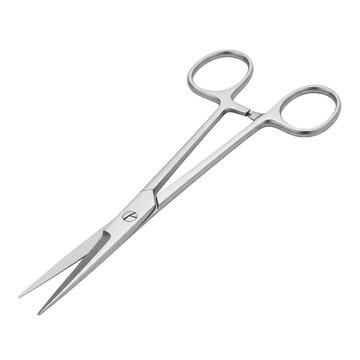 Metal surgical hemostat forceps for medical procedures isolated on transparent background