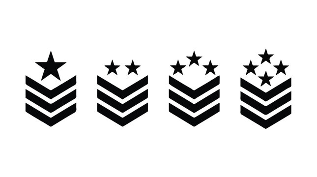 Us military rank chevrons with stars for insignia and uniforms