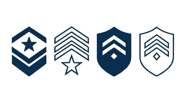 Military rank insignia badges for various officer ranks