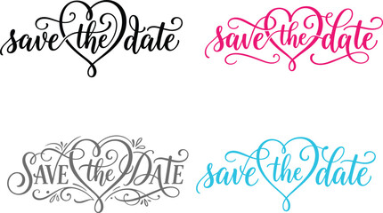 Elegant script typography for wedding invitations in four distinct color palettes © Ratul