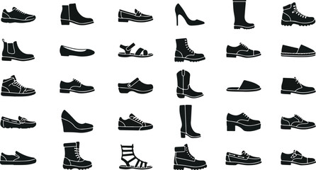 Obraz premium Footwear collection featuring diverse shoe styles for men and women