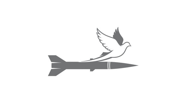 Dove of Peace Flying on Missile Symbolizing Hope and Disarmament.