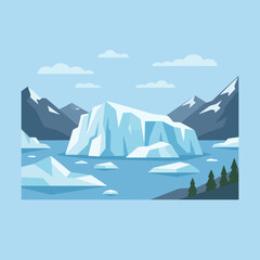 A flat vector illustration of an iceberg in arctic waters © Latif