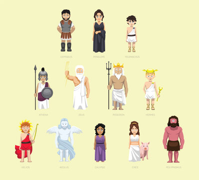 Odyssey Character with Name Cute Cartoon Set