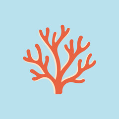 Fototapeta premium A vibrant orange coral branch isolated on a light blue background