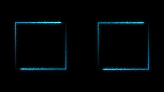 Neon Glowing Square Frames Animation Futuristic HUD Interface Element on Black Background