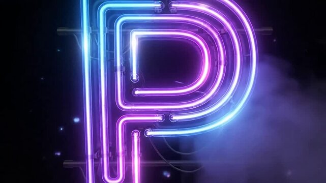 Colorful Neon Letter P Animation with Glowing Effect