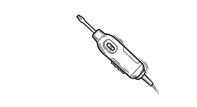 Black and white illustration of a cordless drill.