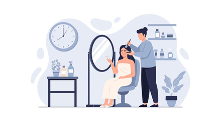 Fototapeta premium Makeup artist applying cosmetics to woman in beauty salon