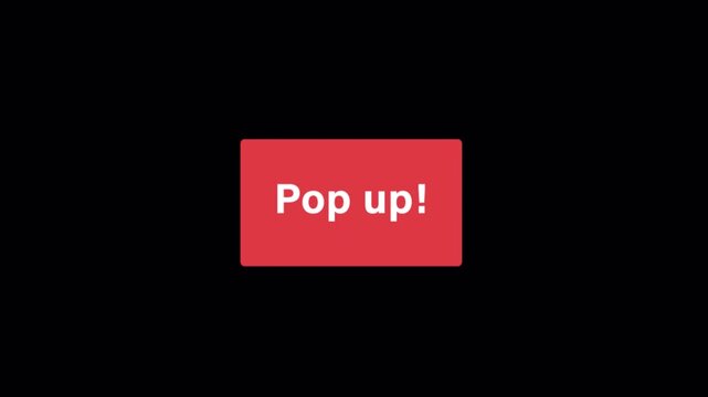 Red Notification Box With Pop Up Text Appearing Animation - Transparent