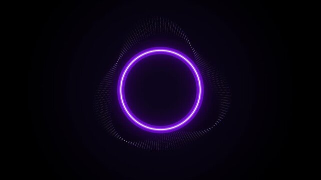 Purple neon digital audio equalizer circular waveform