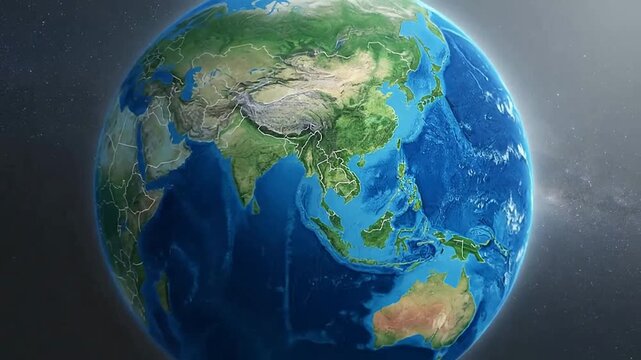 Earth Globe View from Space Highlighting Europe and Asia
