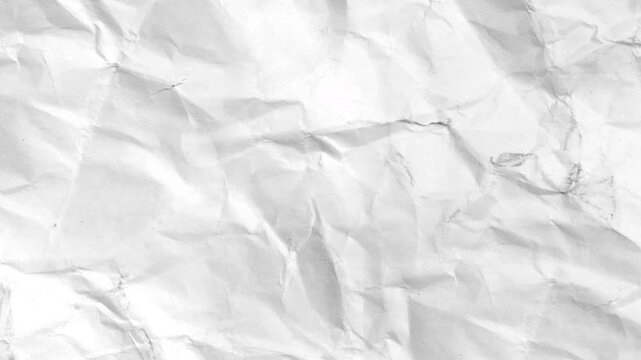 White crumpled paper texture stop motion background creasing and unfolding for hand drawn sketchy sketch overlay look in creative design video production loop animation asset