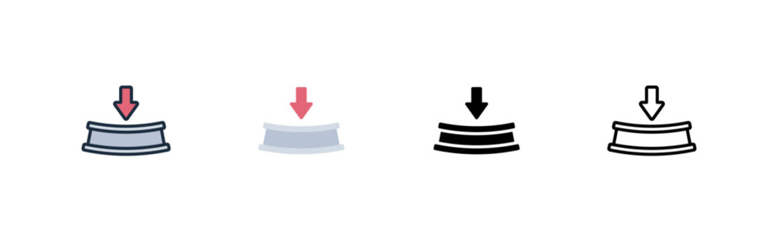 Compression Load Deflection Icon Set Structural Engineering