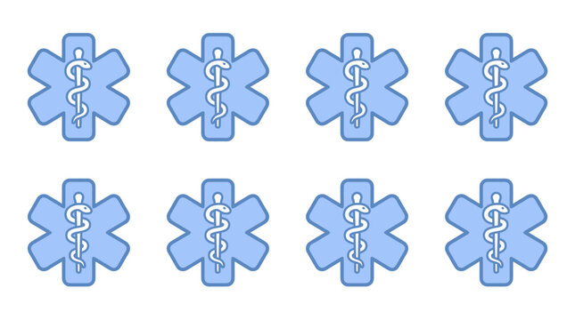 Medical star of life symbol pattern blue background healthcare emergency service concept