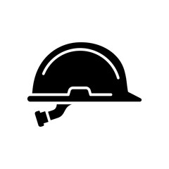 Fototapeta premium Minimalist black hard hat and construction helmet as a safety icon representing industrial protection and headwear for work site safety