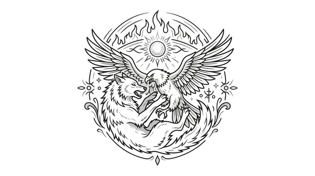 Griffin mythical creature with wings.
