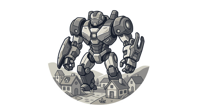 Large robot standing in aggressive stance.