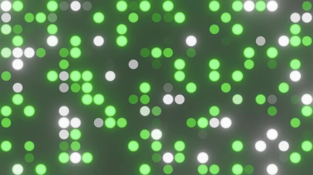 Glowing green and white led light grid flashing randomly for digital technology concept vfx stage background motion graphics video loop element