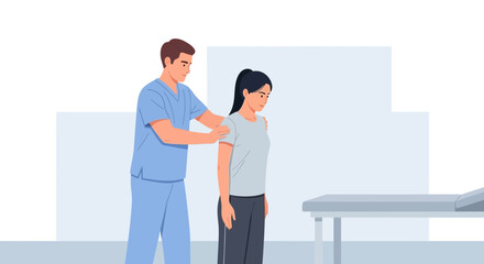Obraz premium Physical Therapist Examining Patient's Shoulder in Clinic