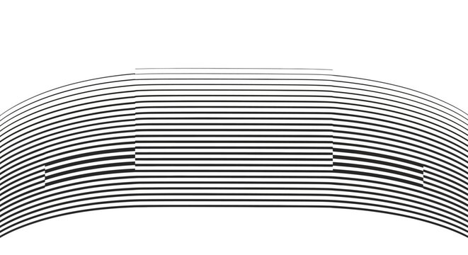 Abstract Black and White Parallel Lines Forming Curved and Straight Shapes