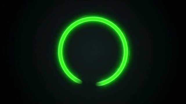 Glowing green neon arc on dark background, futuristic lighting effect