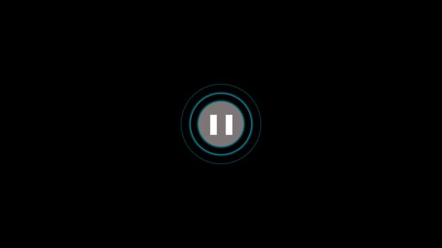 Minimalist pause button animation with pulsing circular rings on black background, interface