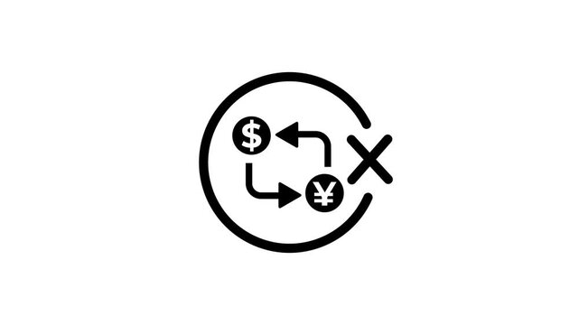 Currency exchange dollar to yen transaction, approved and rejected states money transfer