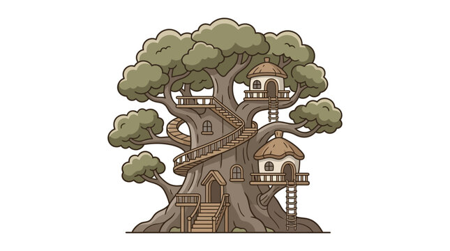 Treehouse in a large tree.