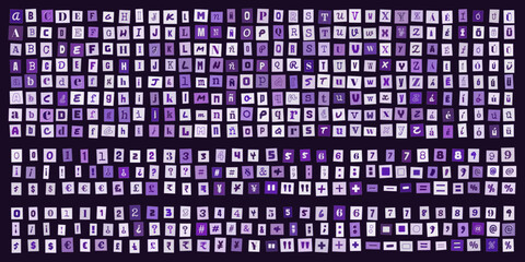 Fototapeta premium Alfabeto de letras recortadas estilo nota de rescate, conjunto de caracteres tipograficos para diseno grafico creativo y collage