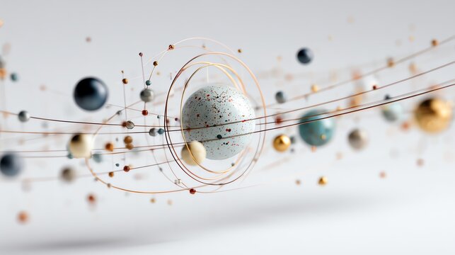 Quantum computing concept for data analysis and encryption on white background