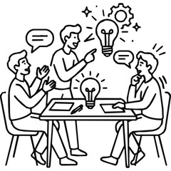 Fototapeta premium Creative brainstorming session with a professional business team sharing a new idea through collaboration and effective communication at a meeting.