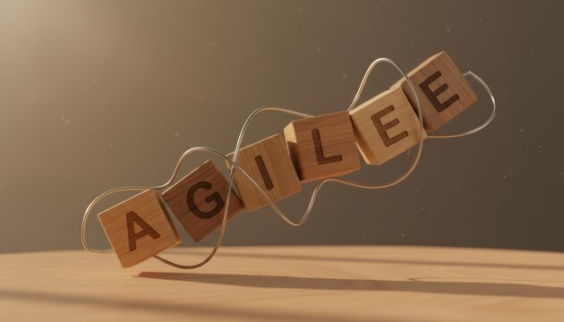 Agile Collaboration Concept with Scrabble Tiles and Strings.
